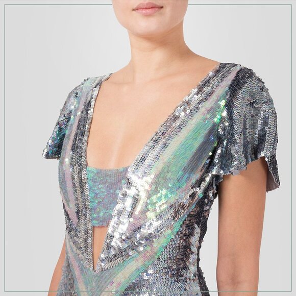 $4990 New Temperley London Superwoman Ruth Ice Blue and Silver Runway Gown - Picture 8 of 16